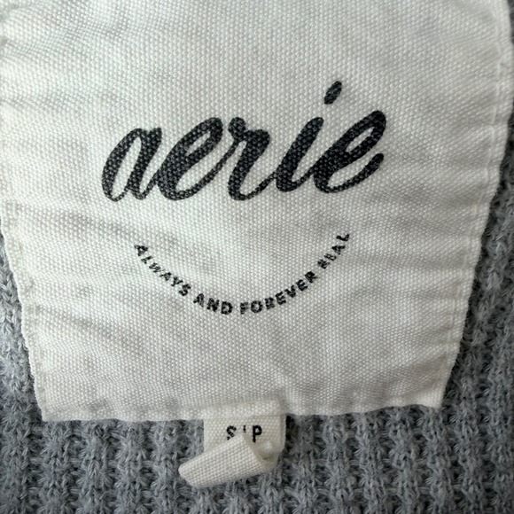 Aerie Getaway Quarter Snap Sweatshirt Gray Small Oversized Cozy Minimalist Women - Picture 4 of 5